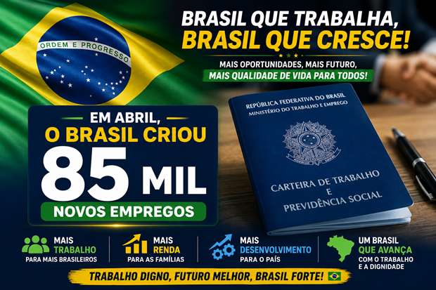 Brasil criou 85,9 mil empregos formais em abril, aponta Caged